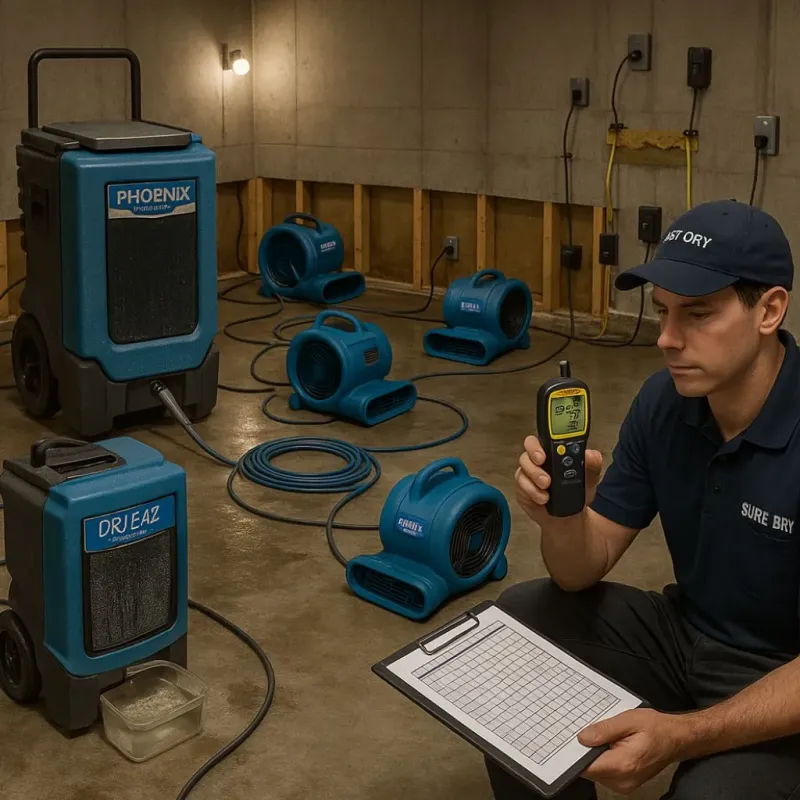 Structural Drying and Dehumidification process in Bryan County, OK